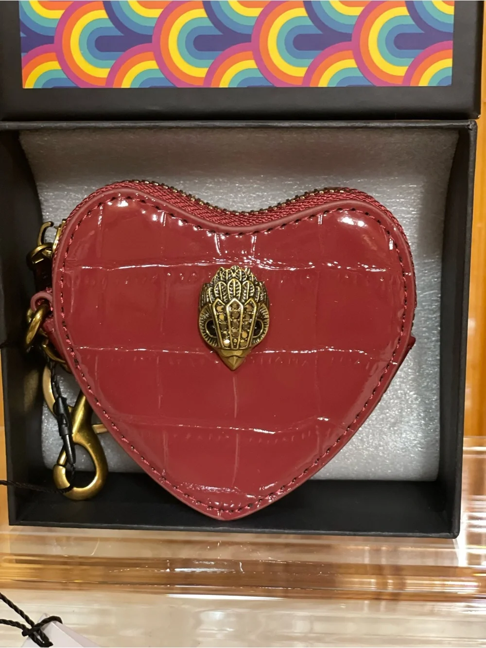 Kurt Geiger London Kensington Heart Charm Coin Pouch Keychain NWT in Box
